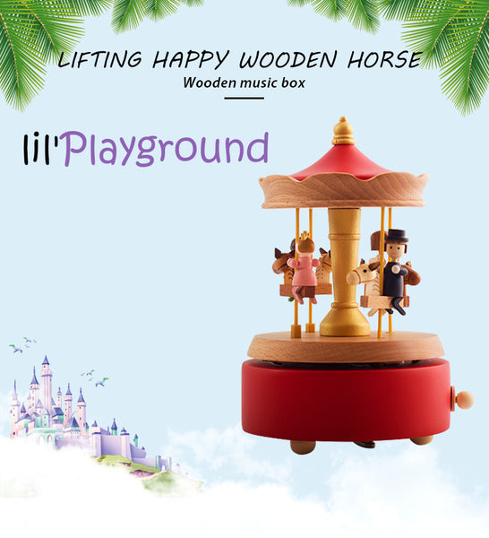 Wooden Carousel Music Box