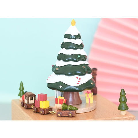 Wooden Christmas Tree Music Box