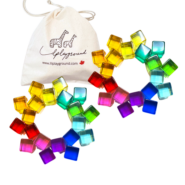 Lilplayground Colourful Acrylic Cubes Loose Parts Sets | 3pcs Window House
