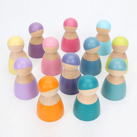 Lil'Playground Wooden Colored Peg People (12pcs set)