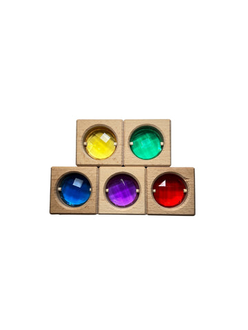 5 Colourful Wooden Gem Window Building Blocks Toddlers | Creative | Mandala | Montessori | Discovery | Imaginary