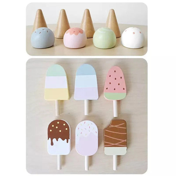 Wooden Ice Cream Counter 15pcs Set