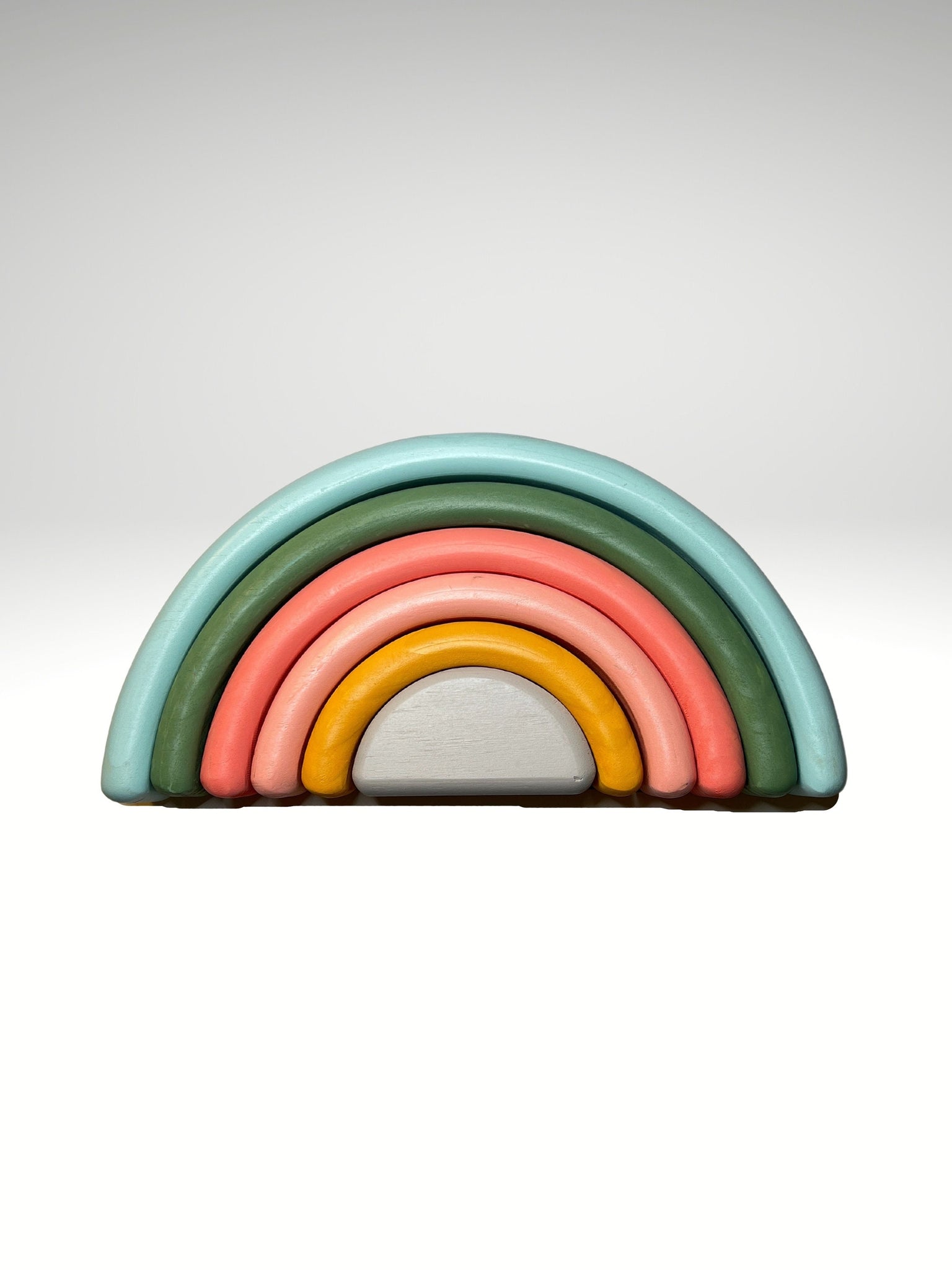 Wooden Forest Green Rainbow Building Blocks 6pcs  | Creative | Discovery | Imaginary | Montessori | Stacking Toy
