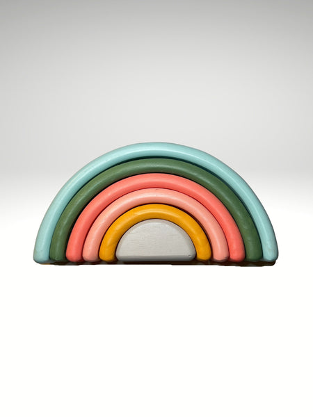 Wooden Forest Green Rainbow Building Blocks 6pcs  | Creative | Discovery | Imaginary | Montessori | Stacking Toy