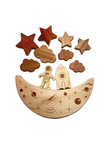 Wooden Astronaut Rocket Balance Toy Game  | Creative | Discovery | Imaginary | Montessori | Stacking Toy