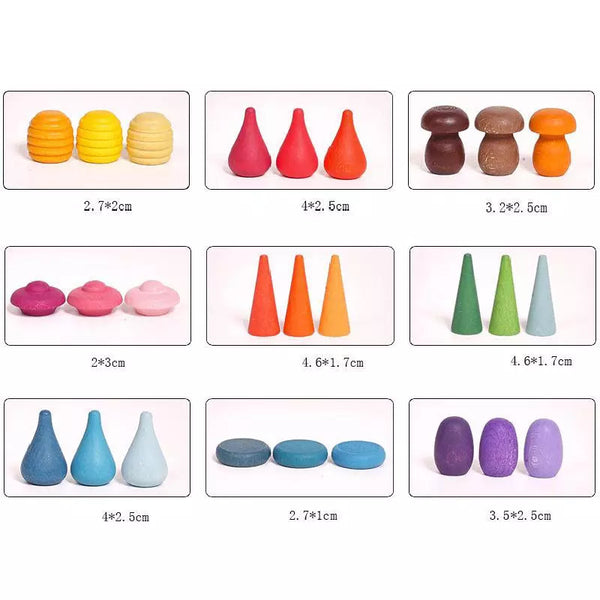 Lil'Playground Colourful Wooden Loose Parts with 10 Recipe Activity Cards